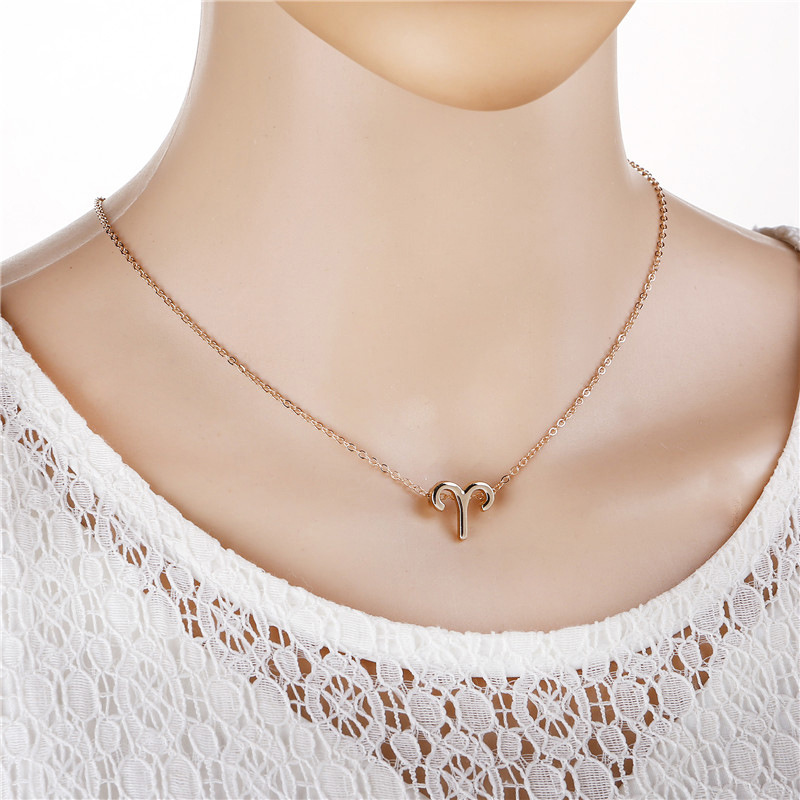European and American Wish Amazon Hot 12 Twelve Constellations Necklace Ins Spot Constellation Pendant Card Choker
