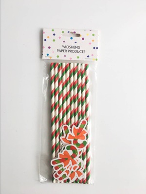 Cartoon Straw with Card Party Straw Christmas Series Party Paper Sucker Straw