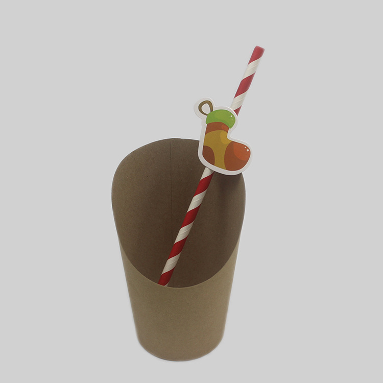 Cartoon Straw with Card Party Straw Christmas Series Party Paper Sucker Straw