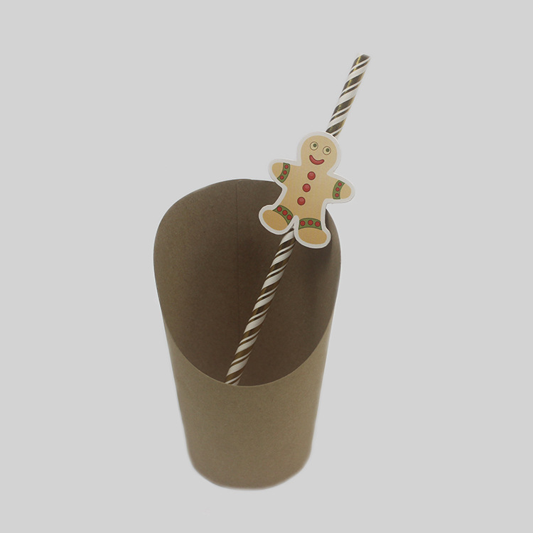 Cartoon Straw with Card Party Straw Christmas Series Party Paper Sucker Straw