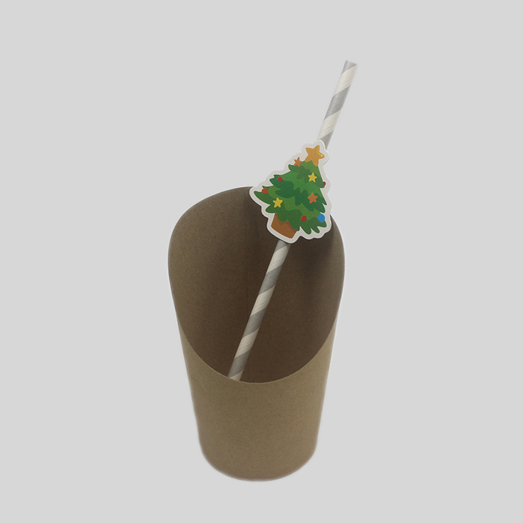 Cartoon Straw with Card Party Straw Christmas Series Party Paper Sucker Straw