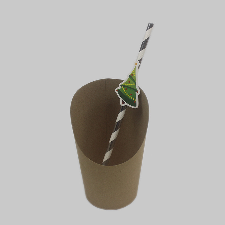 Cartoon Straw with Card Party Straw Christmas Series Party Paper Sucker Straw