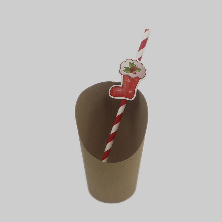 Cartoon Straw with Card Party Straw Christmas Series Party Paper Sucker Straw