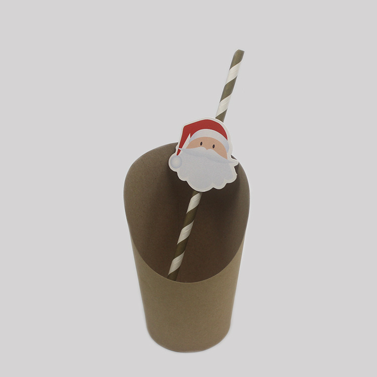 Cartoon Straw with Card Party Straw Christmas Series Party Paper Sucker Straw