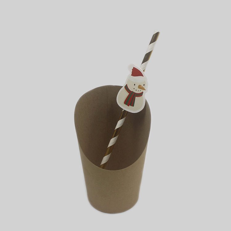 Cartoon Straw with Card Party Straw Christmas Series Party Paper Sucker Straw