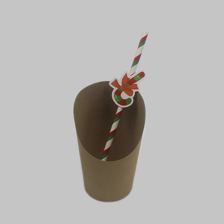 Cartoon Straw with Card Party Straw Christmas Series Party Paper Sucker Straw