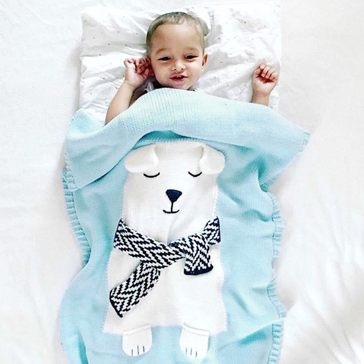 INS White Bear Blanket Three-Dimensional Ear Blanket Children Knitted Blanket Beach Mat Baby Baby Blanket INS White Bear Blanket Three-Dimensional Ear Blanket Children Knitted Blanket Beach Mat Baby Baby Blanket