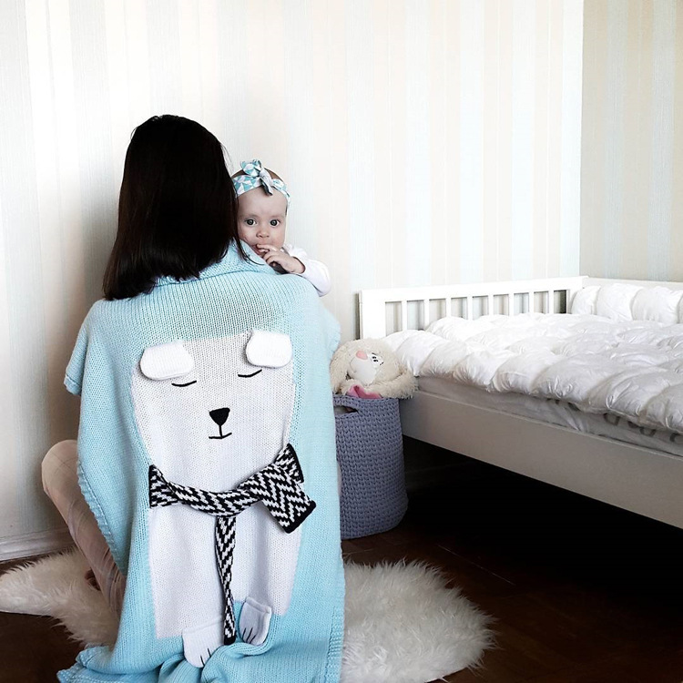INS White Bear Blanket Three-Dimensional Ear Blanket Children Knitted Blanket Beach Mat Baby Baby Blanket INS White Bear Blanket Three-Dimensional Ear Blanket Children Knitted Blanket Beach Mat Baby Baby Blanket
