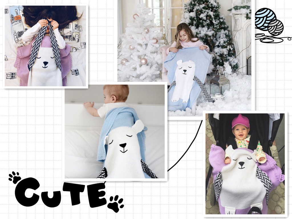 INS White Bear Blanket Three-Dimensional Ear Blanket Children Knitted Blanket Beach Mat Baby Baby Blanket INS White Bear Blanket Three-Dimensional Ear Blanket Children Knitted Blanket Beach Mat Baby Baby Blanket