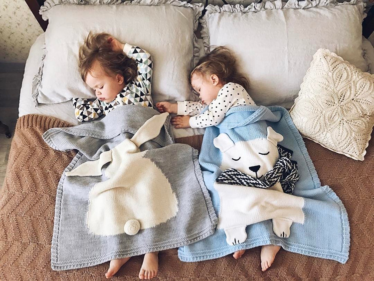 INS White Bear Blanket Three-Dimensional Ear Blanket Children Knitted Blanket Beach Mat Baby Baby Blanket INS White Bear Blanket Three-Dimensional Ear Blanket Children Knitted Blanket Beach Mat Baby Baby Blanket