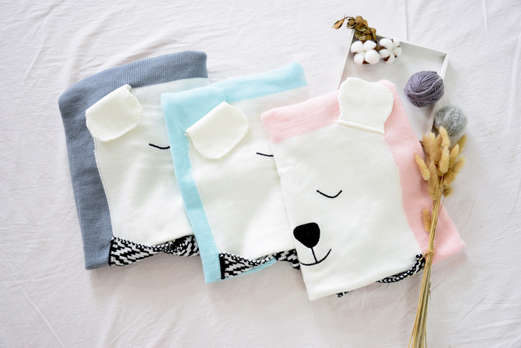 INS White Bear Blanket Three-Dimensional Ear Blanket Children Knitted Blanket Beach Mat Baby Baby Blanket INS White Bear Blanket Three-Dimensional Ear Blanket Children Knitted Blanket Beach Mat Baby Baby Blanket