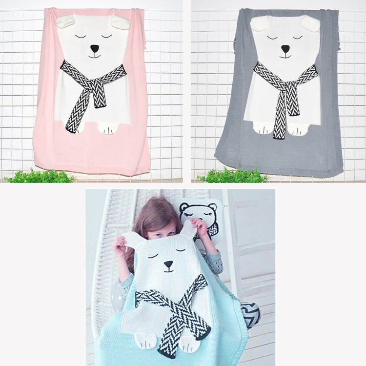INS White Bear Blanket Three-Dimensional Ear Blanket Children Knitted Blanket Beach Mat Baby Baby Blanket INS White Bear Blanket Three-Dimensional Ear Blanket Children Knitted Blanket Beach Mat Baby Baby Blanket