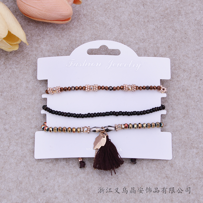 Multi-card women&#039;s style bracelet set stone crystal bracelet bear joker bracelet small fresh tassel bracelet