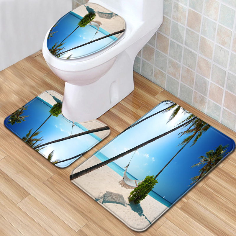Beach Landscape Bathroom Mats Three-Piece Bathroom Carpet Toilet Mat Set Door Mat Bathroom Non-Slip Mat in Stock Beach Landscape Bathroom Mats Three-Piece Bathroom Carpet Toilet Mat Set Door Mat Bathroom Non-Slip Mat in Stock