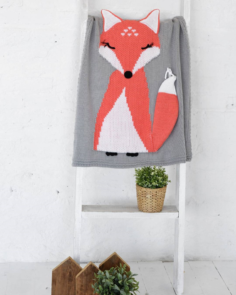 INS Pop Fox Blanket Stereo Ear Blanket Children Knitted Blanket Beach Mat Baby Baby Blanket