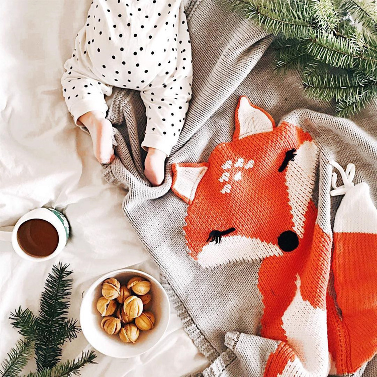 INS Pop Fox Blanket Stereo Ear Blanket Children Knitted Blanket Beach Mat Baby Baby Blanket INS Pop Fox Blanket Stereo Ear Blanket Children Knitted Blanket Beach Mat Baby Baby Blanket
