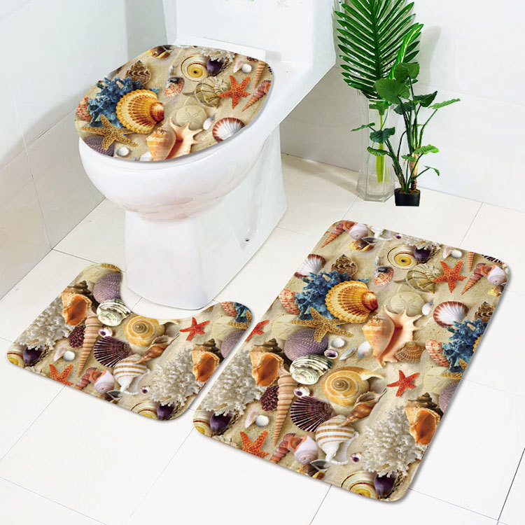 Cross-Border Potential Beach Toilet Mat Three-Piece Household Door Mat Bathroom Entrance Non-Slip Mat Factory Current Supply Cross-Border Potential Beach Toilet Mat Three-Piece Household Door Mat Bathroom Entrance Non-Slip Mat Factory Current Supply