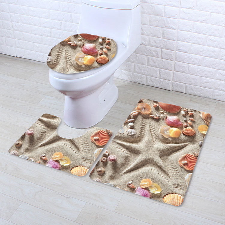 Cross-Border Potential Beach Toilet Mat Three-Piece Household Door Mat Bathroom Entrance Non-Slip Mat Factory Current Supply Cross-Border Potential Beach Toilet Mat Three-Piece Household Door Mat Bathroom Entrance Non-Slip Mat Factory Current Supply