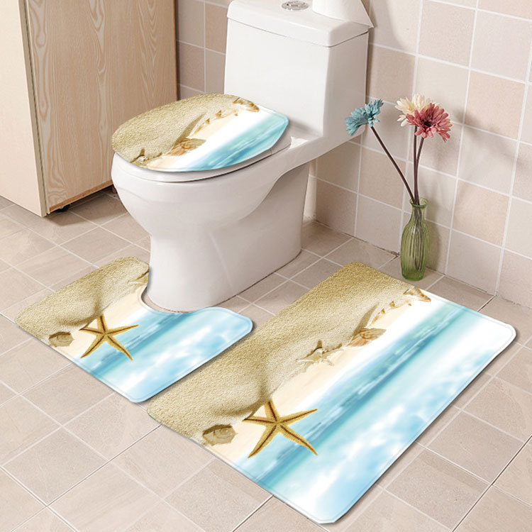 Cross-Border Potential Beach Toilet Mat Three-Piece Household Door Mat Bathroom Entrance Non-Slip Mat Factory Current Supply Cross-Border Potential Beach Toilet Mat Three-Piece Household Door Mat Bathroom Entrance Non-Slip Mat Factory Current Supply