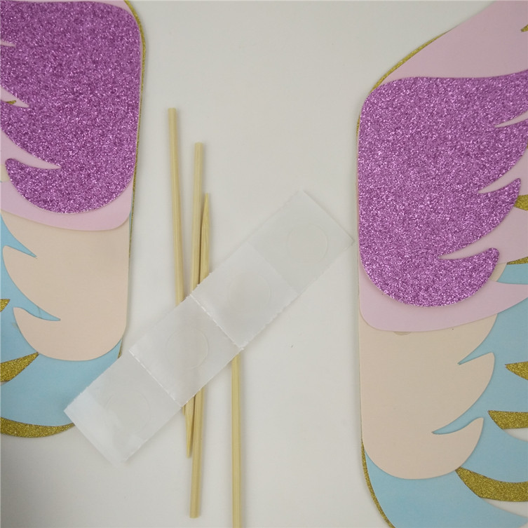 Golden 5-Layer Wings Cake Inserting Card Unicorn Theme Party Decoration 