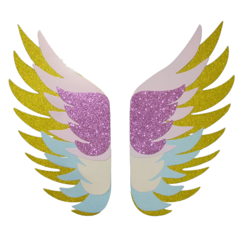 Golden 5-Layer Wings Cake Inserting Card Unicorn Theme Party Decoration 