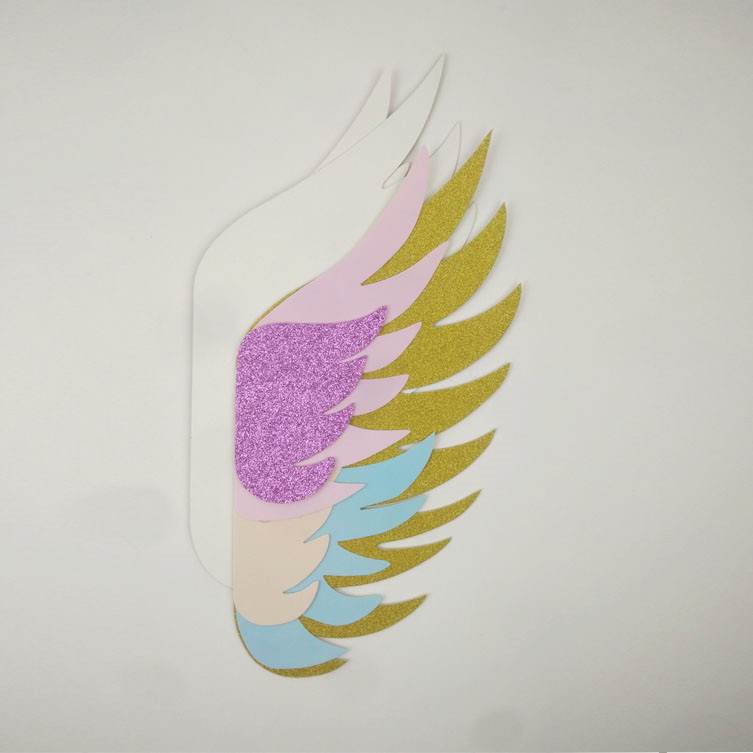 Golden 5-Layer Wings Cake Inserting Card Unicorn Theme Party Decoration 