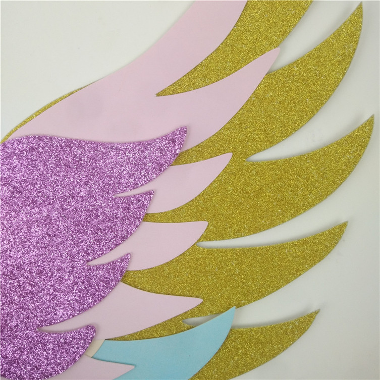 Golden 5-Layer Wings Cake Inserting Card Unicorn Theme Party Decoration 