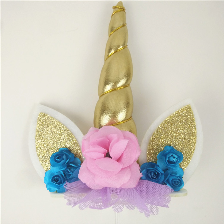 Golden 5-Layer Wings Cake Inserting Card Unicorn Theme Party Decoration 