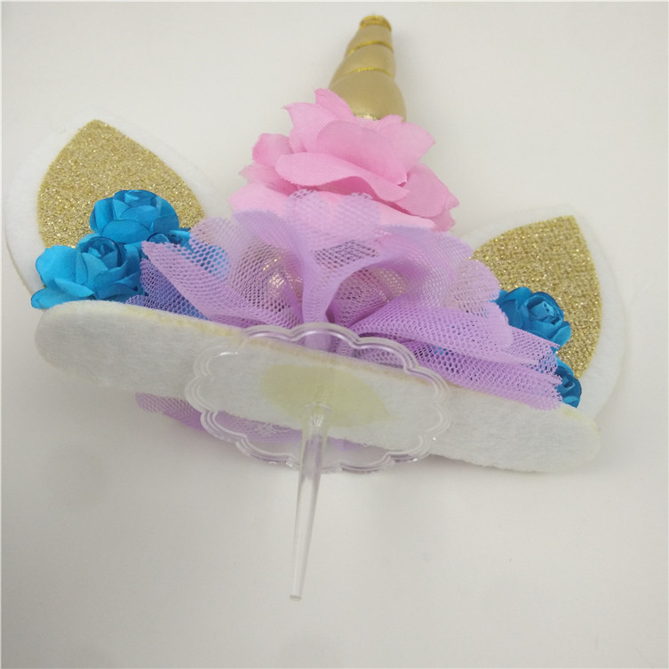 Golden 5-Layer Wings Cake Inserting Card Unicorn Theme Party Decoration 