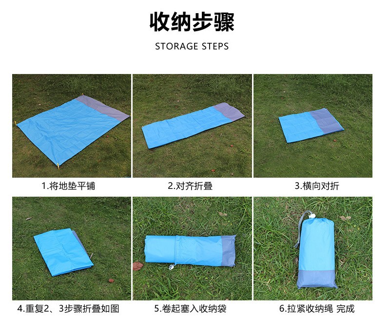 Outdoor Camping Nylon Pocket Picnic Mat Portable Folding Waterproof and Moisture-Proof Liner Polyester Checked Cloth Beach Mat