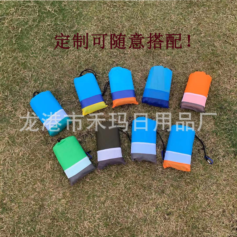 Outdoor Camping Nylon Pocket Picnic Mat Portable Folding Waterproof and Moisture-Proof Liner Polyester Checked Cloth Beach Mat