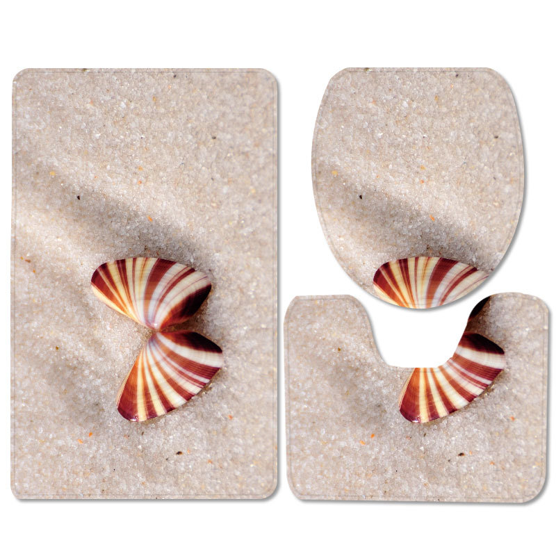 Beach Series Shell Toilet Three-Piece Bedroom Living Room Carpet Floor Mat Door Mat Factory in Stock Wholesale