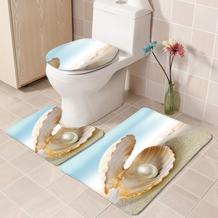 Beach Series Shell Toilet Three-Piece Bedroom Living Room Carpet Floor Mat Door Mat Factory in Stock Wholesale Beach Series Shell Toilet Three-Piece Bedroom Living Room Carpet Floor Mat Door Mat Factory in Stock Wholesale