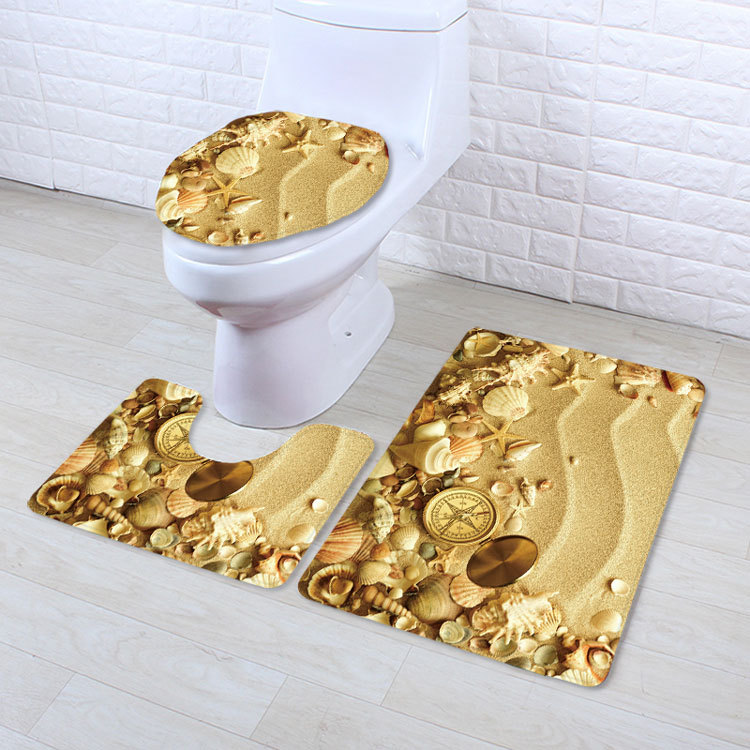 Beach Series Shell Toilet Three-Piece Bedroom Living Room Carpet Floor Mat Door Mat Factory in Stock Wholesale Beach Series Shell Toilet Three-Piece Bedroom Living Room Carpet Floor Mat Door Mat Factory in Stock Wholesale