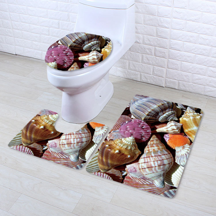 Beach Series Shell Toilet Three-Piece Bedroom Living Room Carpet Floor Mat Door Mat Factory in Stock Wholesale Beach Series Shell Toilet Three-Piece Bedroom Living Room Carpet Floor Mat Door Mat Factory in Stock Wholesale