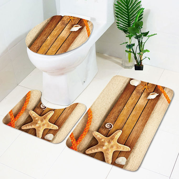 Beach Series Shell Toilet Three-Piece Bedroom Living Room Carpet Floor Mat Door Mat Factory in Stock Wholesale Beach Series Shell Toilet Three-Piece Bedroom Living Room Carpet Floor Mat Door Mat Factory in Stock Wholesale