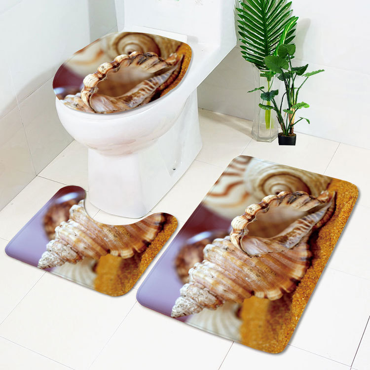 Beach Series Shell Toilet Three-Piece Bedroom Living Room Carpet Floor Mat Door Mat Factory in Stock Wholesale Beach Series Shell Toilet Three-Piece Bedroom Living Room Carpet Floor Mat Door Mat Factory in Stock Wholesale