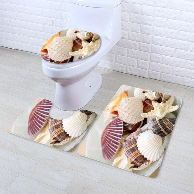 Beach Series Shell Toilet Three-Piece Bedroom Living Room Carpet Floor Mat Door Mat Factory in Stock Wholesale Beach Series Shell Toilet Three-Piece Bedroom Living Room Carpet Floor Mat Door Mat Factory in Stock Wholesale