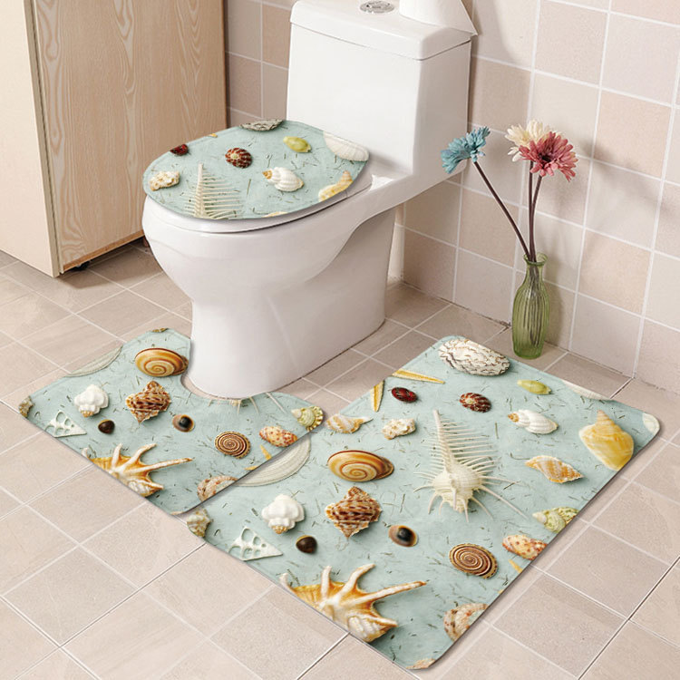 Beach Series Shell Toilet Three-Piece Bedroom Living Room Carpet Floor Mat Door Mat Factory in Stock Wholesale Beach Series Shell Toilet Three-Piece Bedroom Living Room Carpet Floor Mat Door Mat Factory in Stock Wholesale