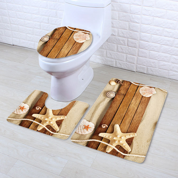 Beach Series Shell Toilet Three-Piece Bedroom Living Room Carpet Floor Mat Door Mat Factory in Stock Wholesale Beach Series Shell Toilet Three-Piece Bedroom Living Room Carpet Floor Mat Door Mat Factory in Stock Wholesale