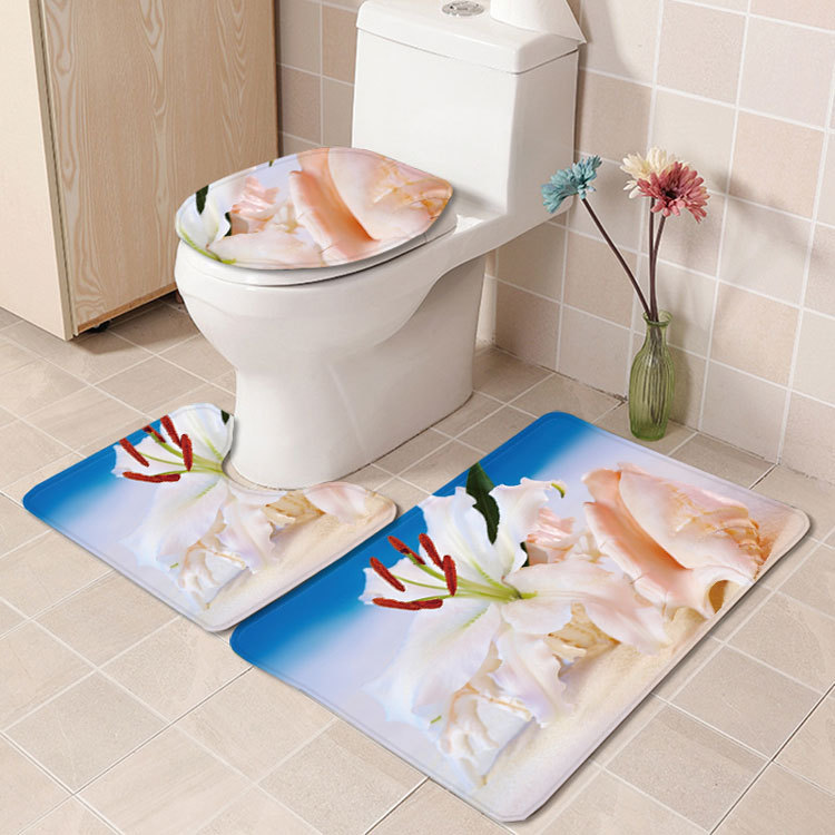 Beach Series Shell Toilet Three-Piece Bedroom Living Room Carpet Floor Mat Door Mat Factory in Stock Wholesale Beach Series Shell Toilet Three-Piece Bedroom Living Room Carpet Floor Mat Door Mat Factory in Stock Wholesale