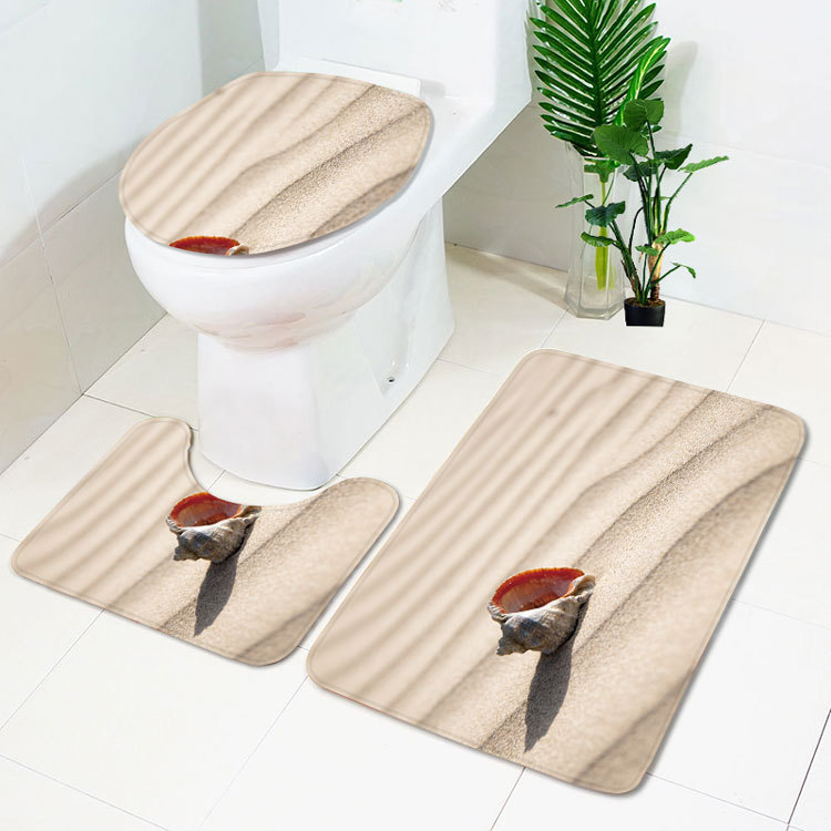 Beach Series Shell Toilet Three-Piece Bedroom Living Room Carpet Floor Mat Door Mat Factory in Stock Wholesale Beach Series Shell Toilet Three-Piece Bedroom Living Room Carpet Floor Mat Door Mat Factory in Stock Wholesale