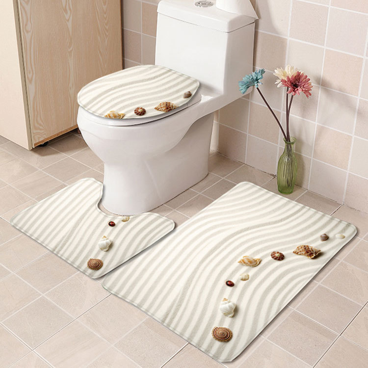 Beach Series Shell Toilet Three-Piece Bedroom Living Room Carpet Floor Mat Door Mat Factory in Stock Wholesale Beach Series Shell Toilet Three-Piece Bedroom Living Room Carpet Floor Mat Door Mat Factory in Stock Wholesale