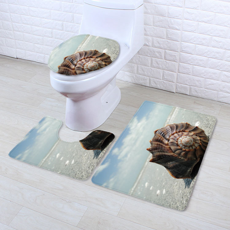 Beach Series Shell Toilet Three-Piece Bedroom Living Room Carpet Floor Mat Door Mat Factory in Stock Wholesale Beach Series Shell Toilet Three-Piece Bedroom Living Room Carpet Floor Mat Door Mat Factory in Stock Wholesale
