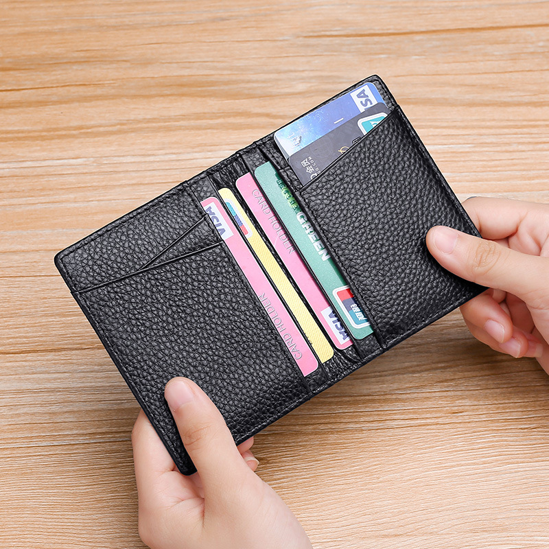 Card Holder First Layer Cowhide UltraThin Card Holder Fixed AntiScan RFID Bag Multiple Card Slots Certificate Holder