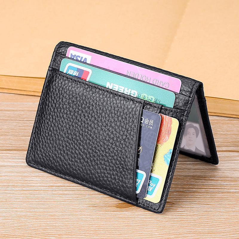 Card Holder First Layer Cowhide UltraThin Card Holder Fixed AntiScan RFID Bag Multiple Card Slots Certificate Holder