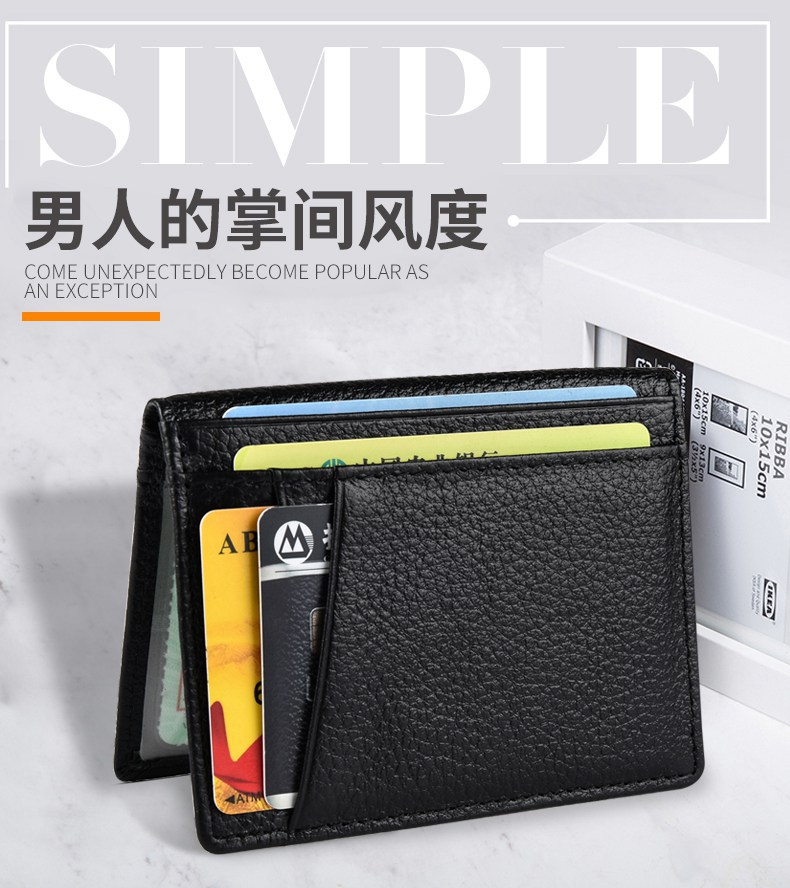 Card Holder First Layer Cowhide UltraThin Card Holder Fixed AntiScan RFID Bag Multiple Card Slots Certificate Holder