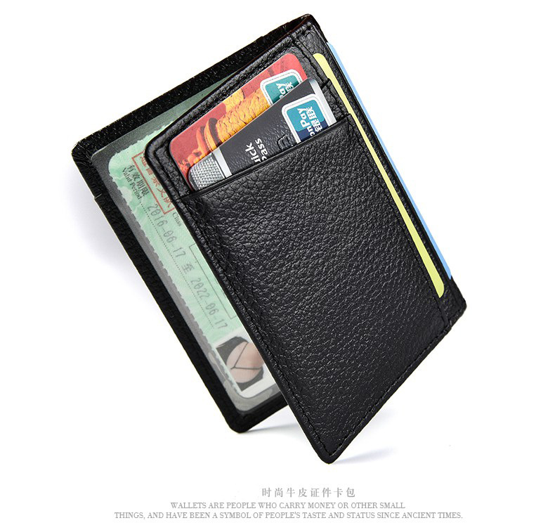 Card Holder First Layer Cowhide UltraThin Card Holder Fixed AntiScan RFID Bag Multiple Card Slots Certificate Holder