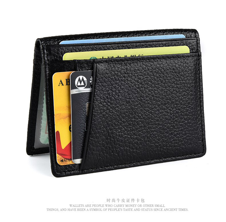 Card Holder First Layer Cowhide UltraThin Card Holder Fixed AntiScan RFID Bag Multiple Card Slots Certificate Holder