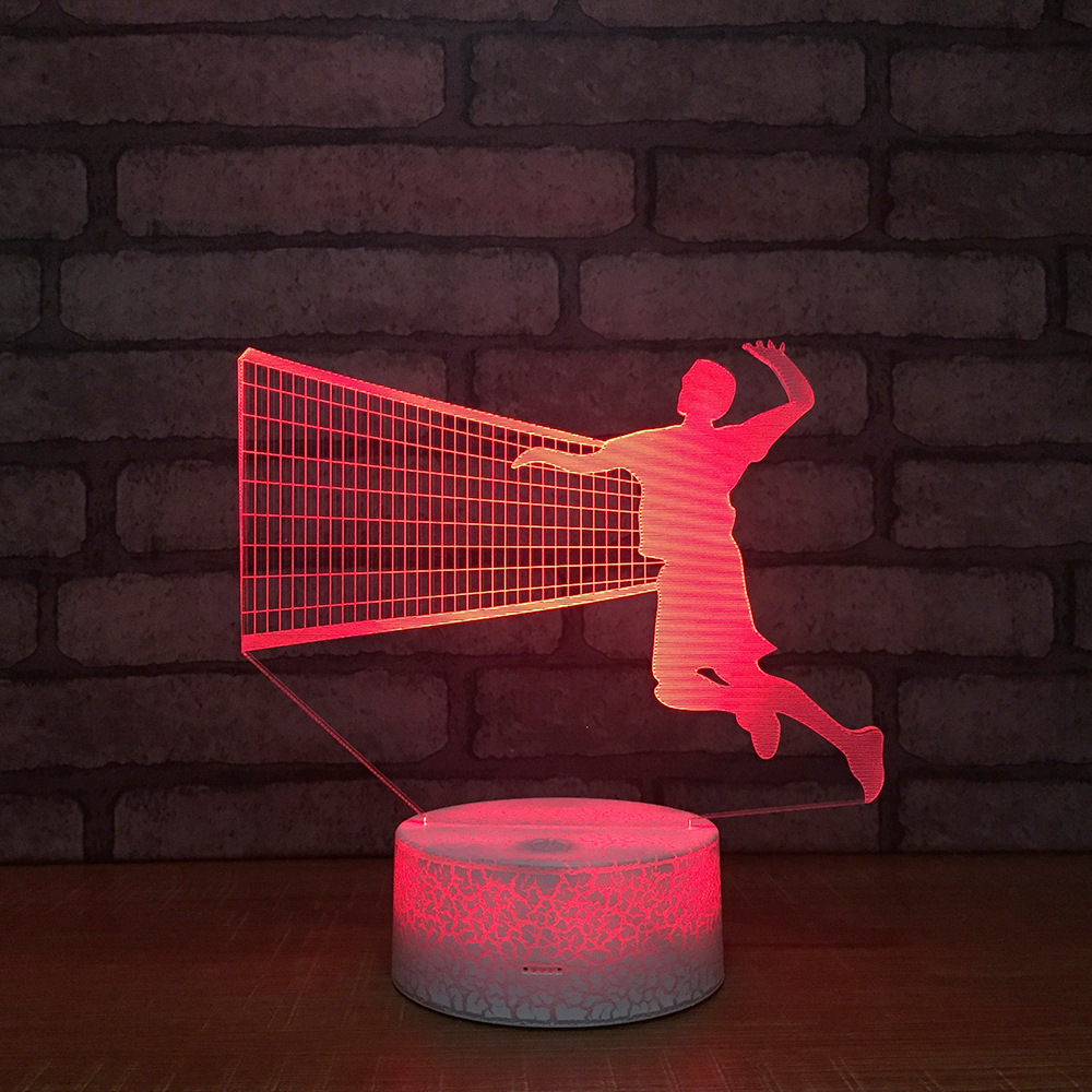 Play volleyball 3d small night light USB 7 color discoloration touch remote battery lamp creative household gifts.